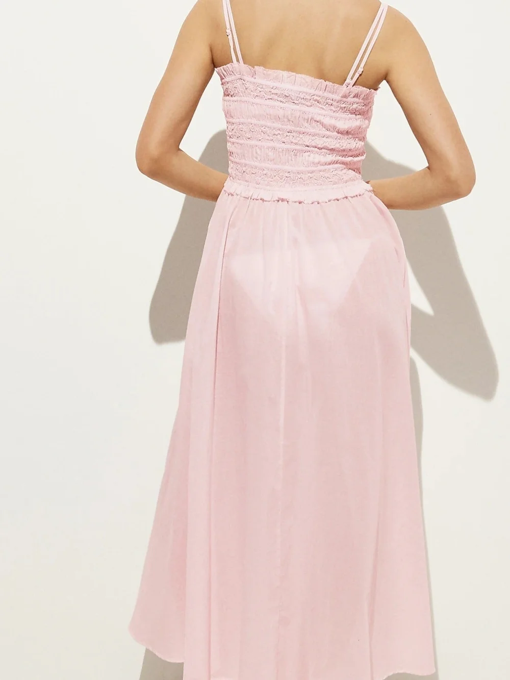 J. Crew NWT Light Pink Smocked Maxi Dress with Thin Straps